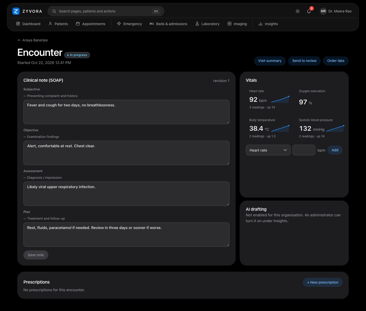 An encounter workspace, dark
